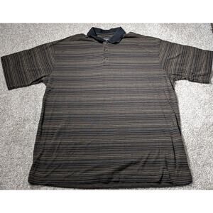 Lone Cypress By Pebble Beach Black Golf T Striped Short Sleeve Polo Shirt Mens L